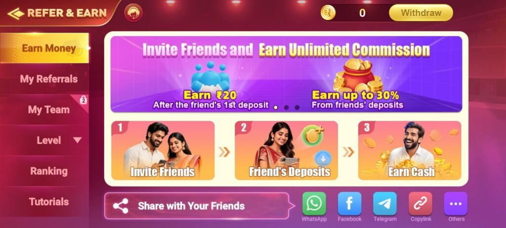 Vegas Casino Game APK में रेफर और कमाई कैसे करें?